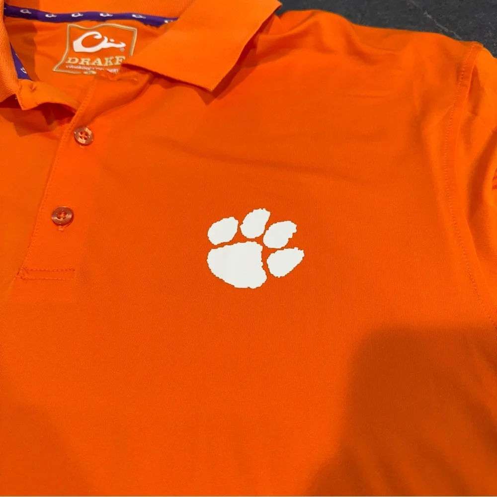 Drake Clemson Tigers XL men’s polo shirt short sleeve orange